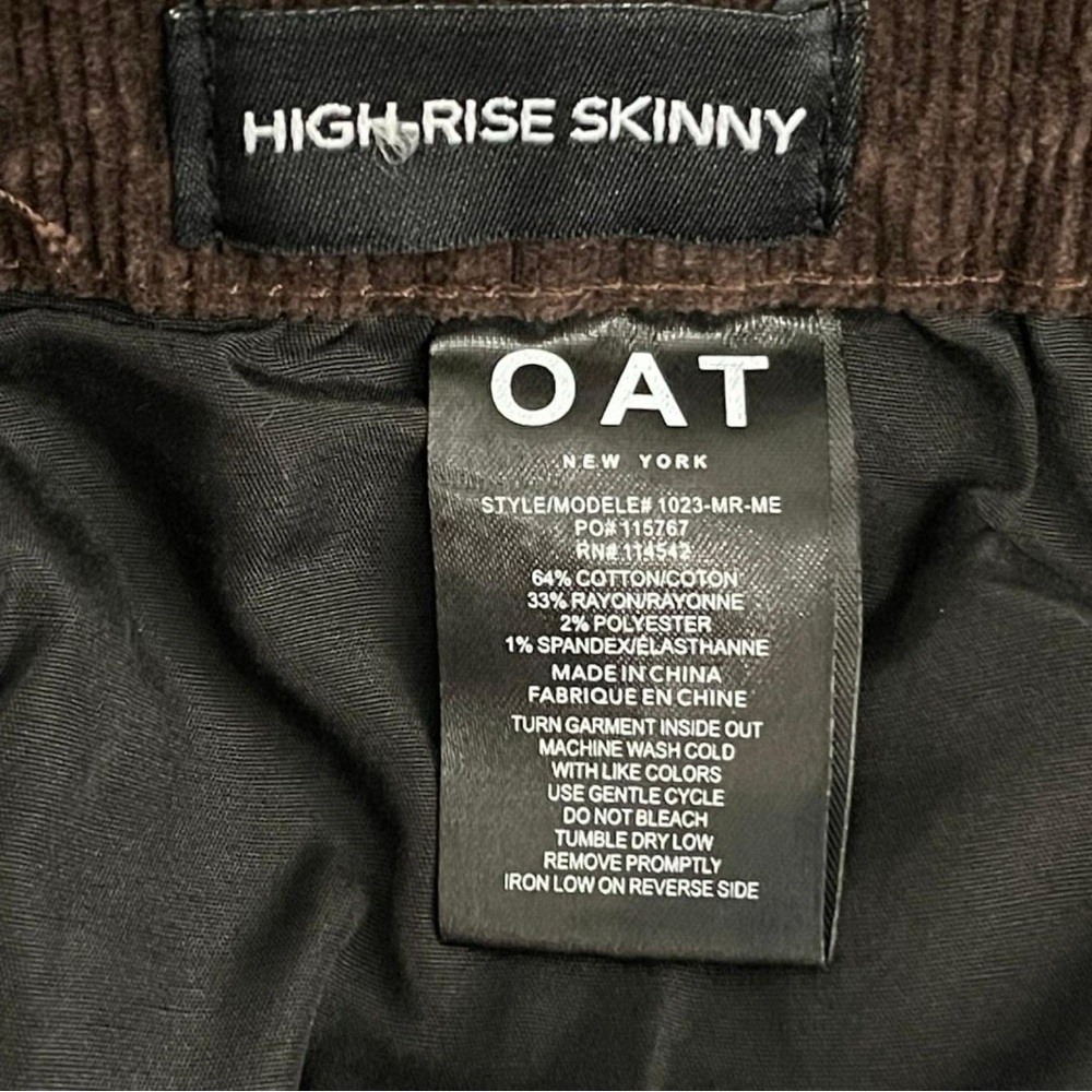 Oat New York Corduroy Skinny Pants in Color Dark Brown Size 32 - Picture 5 of 5